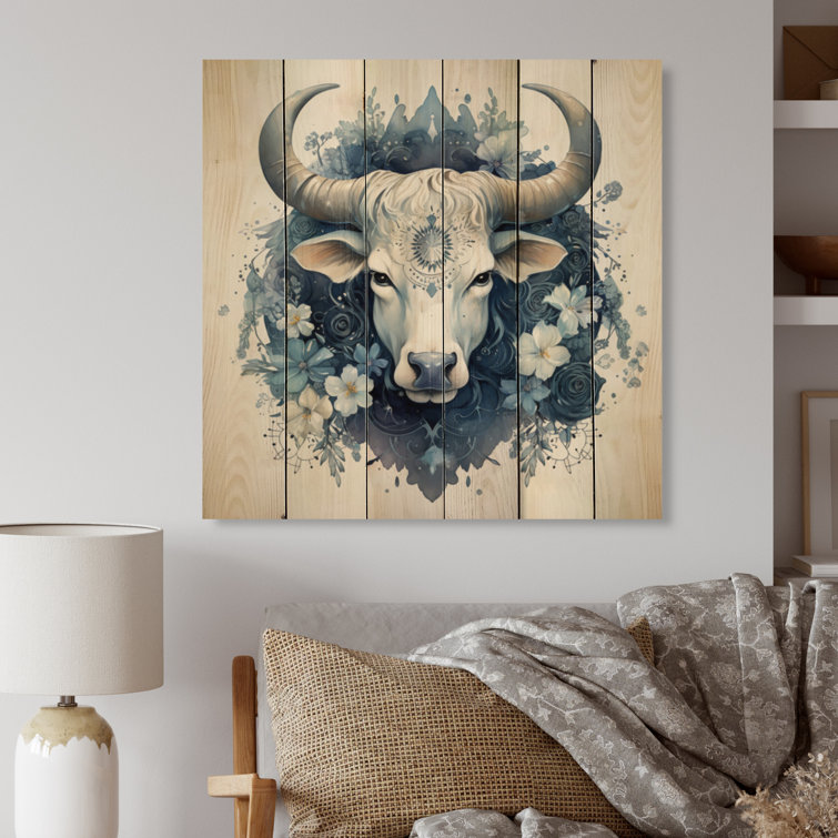 Foundry Select Taurus Zodiac Sign V On Wood Print Wayfair